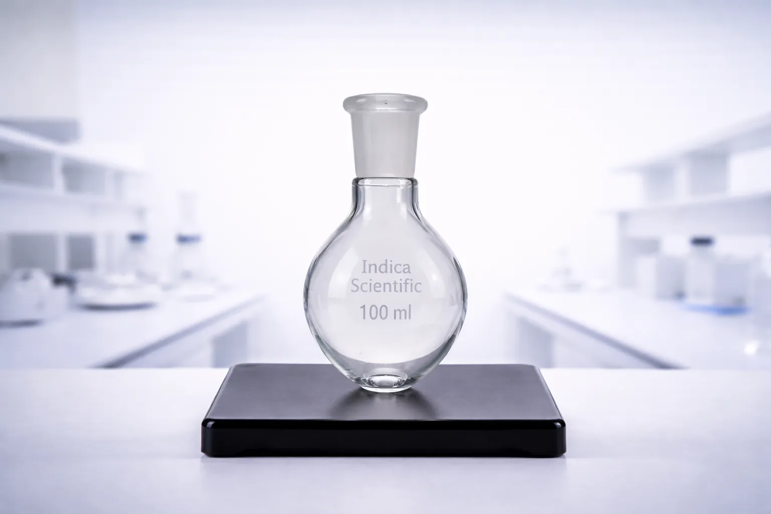 Pear shaped flask with single neck for specialized reaction